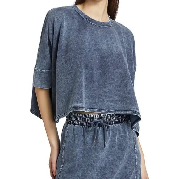 Stellae Dux Mineral Wash Cropped Top Size L Boxy Oversized Soft Grunge - Picture 1 of 7